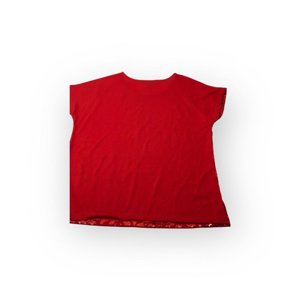 Cathy Daniels Red Sequin Tee Shirt, Med Vtg India